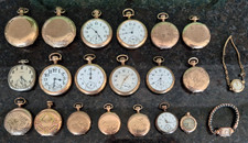 Lot of 21 Gold Filled Pocket Watches 1,382 grams-5 Working-20,25 year cases