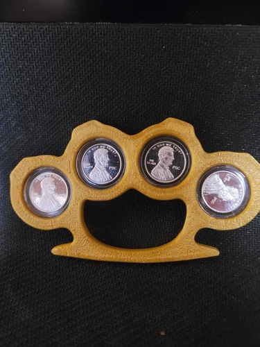 4- 1gram Silver Rounds In 3d Printed Brass Knuckels