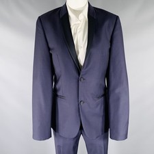 CALVIN KLEIN COLLECTION Size 34 Navy Black Wool Shawl Lapel Tuxedo
