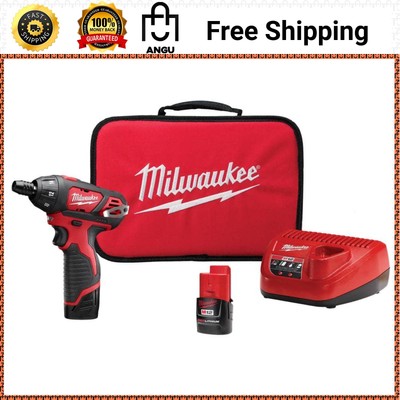 M12 12V Lithium-Ion Cordless 1/4 in. Hex Screwdriver Kit with Two 1.5Ah Batterie