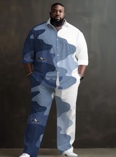 Men's Outfit 2 Piece Set Shirt  Pants Suit PLUS SIZE BIG 4XL