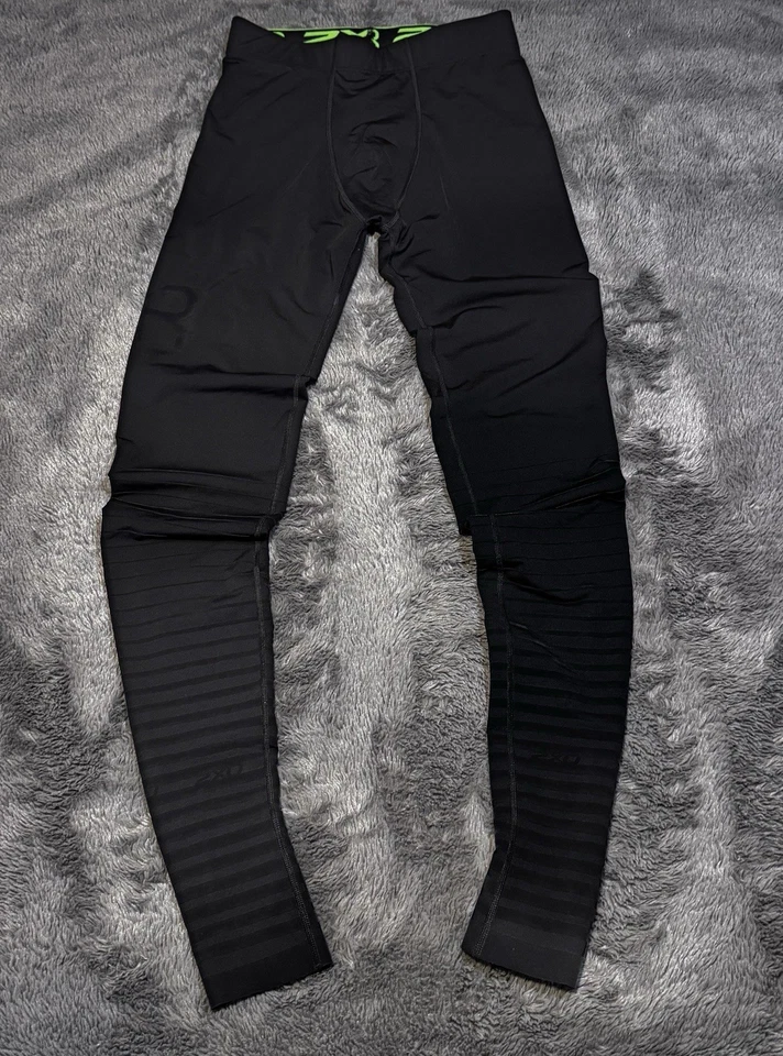 2XU Power Recovery Compression Tights In Black with Nero Stripes Men's XLT  Used - Image 2 of 4
