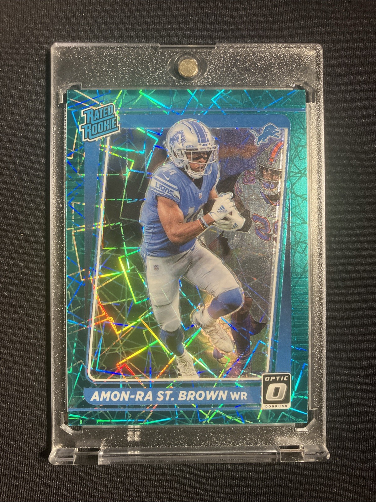 2021 Panini Donruss Optic- Rated Rookie Amon-Ra St. Brown #228 Green Velocity RC