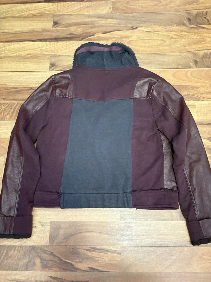 Miss Me 人造皮革装饰夹克栗色 S 码 — 第 3/4 张图片