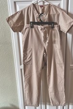 Dickies Medical Uniform Scrub Set, V-neck Top Elastic Drawstring Pants Sz XS TAN
