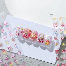 Kawaii Pink Bear  Dessert Nail Stickers   Cute Sweet Style 49 