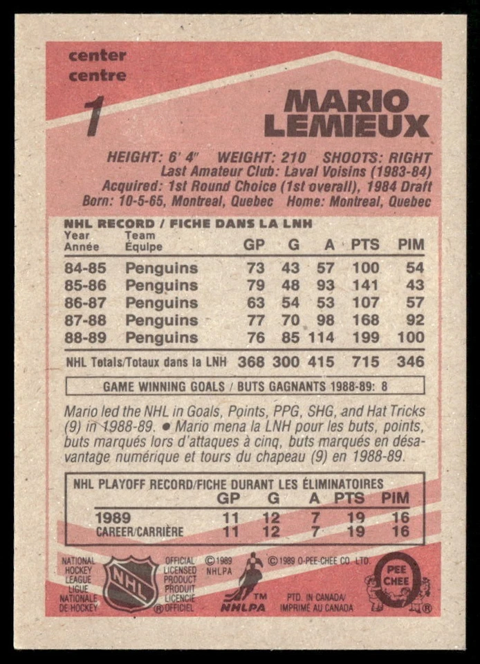 Juego completo de hockey O-Pee-Chee 1989-90 (330) Linden/Leetch/Sakic RC de alto grado Foto 3 de 4