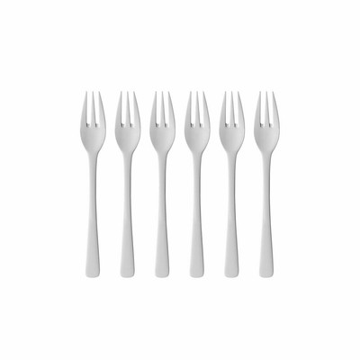 Gense Kuchengabel Steel Line 6er Set, Besteck, Gabeln, 18/8 Edelstahl, 16 cm