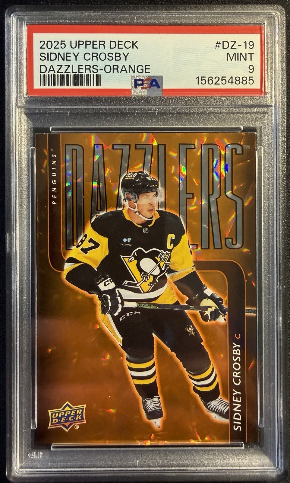 2025-26 Upper Deck Dazzlers Orange Sidney Crosby #DZ-19 PSA 9 LOW POP view 1
