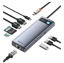Baseus Laptop Docking Station Dual Monitor, 9 in 1 USB C Hub w/ 2 HDMI