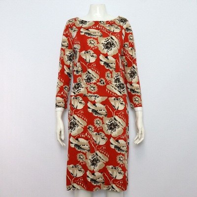 Tory Burch Kleid Seide orange Blumenmuster 58861 152317731