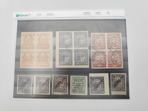 Francobolli 1917-1921 Vintage Set Quartieri Blocchi 100 - 1000 Rubli RSFSR - Foto 12 di 12