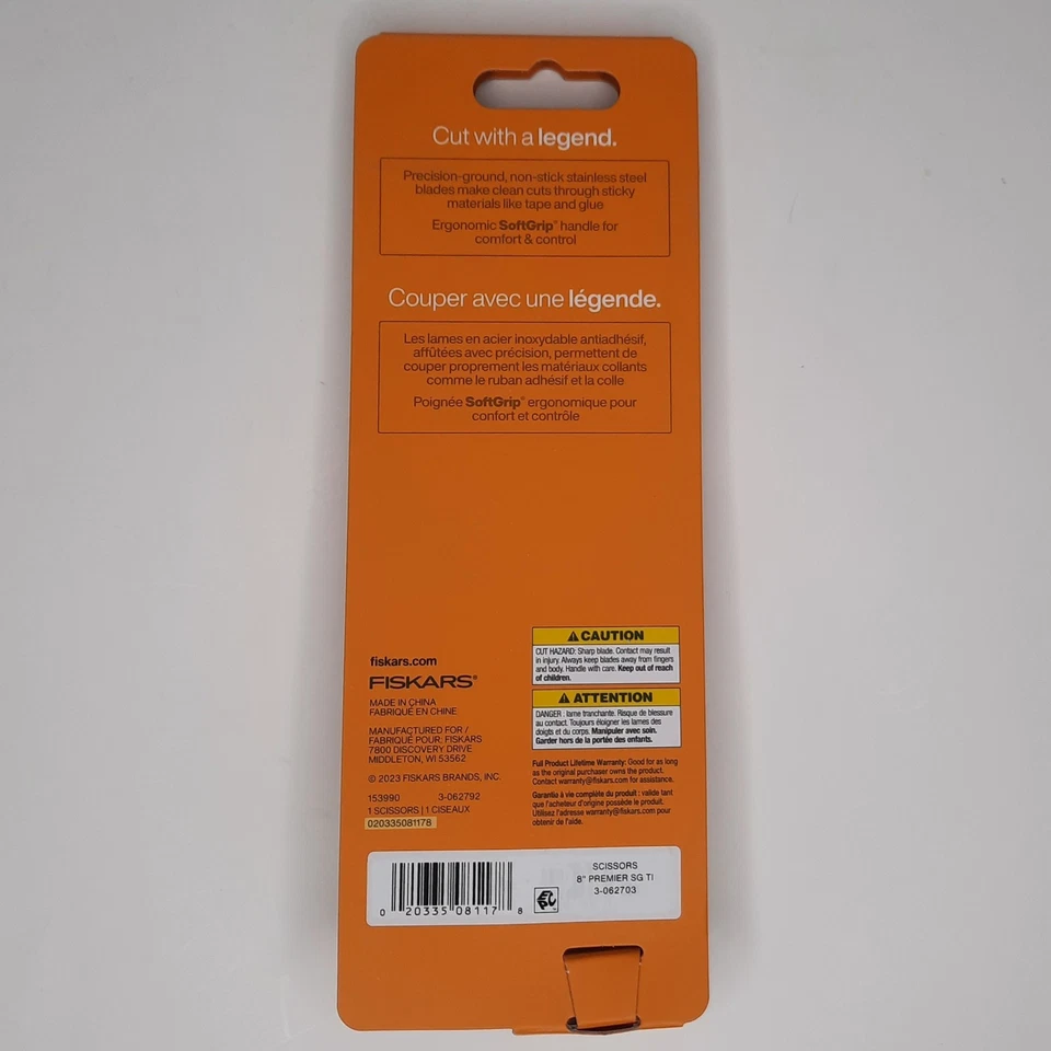 Fiskars Non Stick Scissors 8 in 21 cm White / Gray NEW - Image 2 of 4