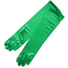 15.5" Long Shiny Stretch Satin Dress Gloves Below-The-Elbow Length 8BL-Kelly ...