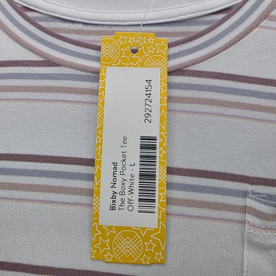 Camisa Bixby Nomad Feminina Grande Off White Listrada Bolso Caixinha Ponto Fix - Imagem 2 de 4