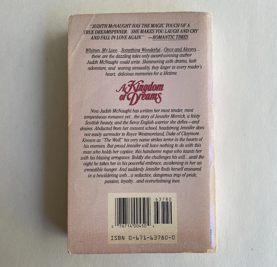 A Kingdom of Dreams by Judith McNaught (1988) Pocket 1st Printing - Image 3 of 4