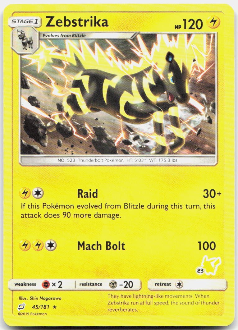 Zebstrika 45/181 Rare Team Up Pokemon LP