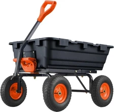 Garden Dump Cart, Steel Frame, 10'' Tires, 800lb Capacity Heavy Duty Wagon