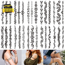 10 Sheets Mix Tribal Fake Temporary Tattoos for Adult, Black Tribal Pattern Tatt