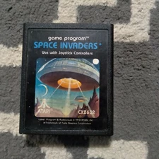 Vintage Dinosaur Gaming Atari Space Invaders & Dodger Cars Game Cartridge Tested