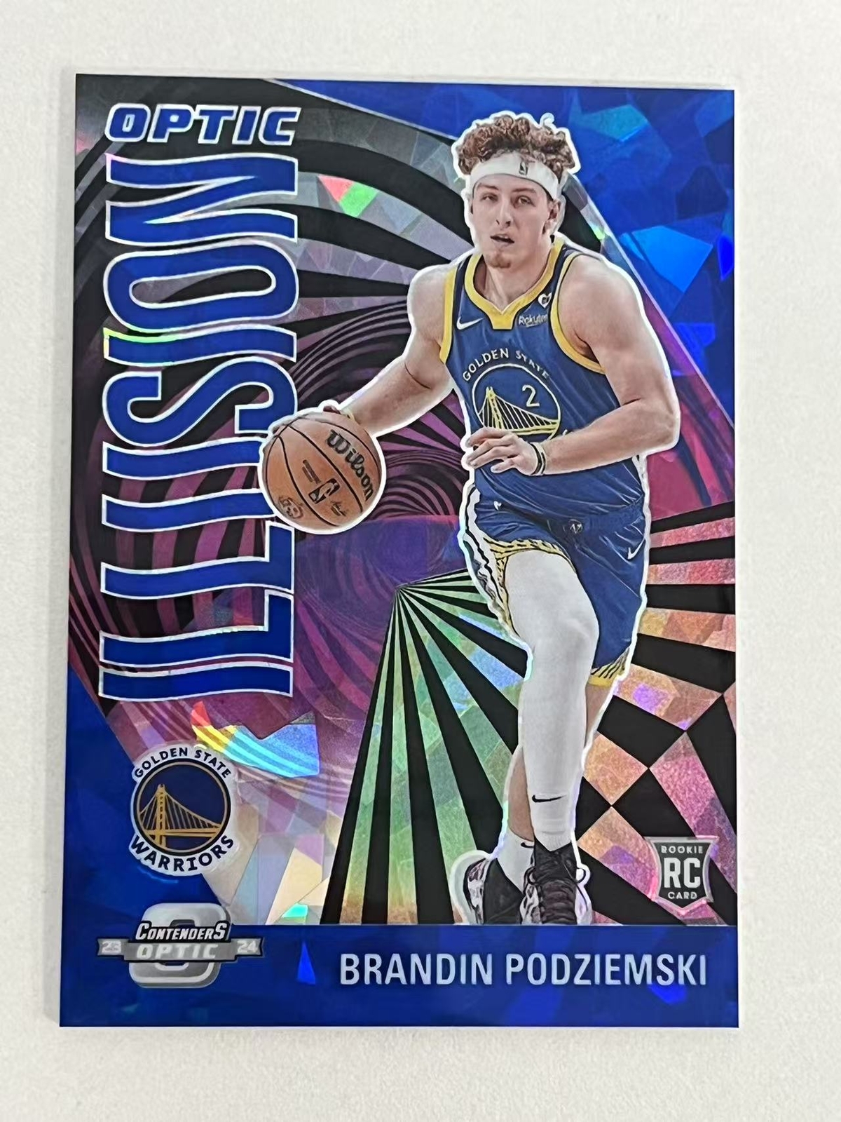 23-24 Panini Contenders Optic Brandin Podziemski /75 Optic Illusion Blue Ice HOU