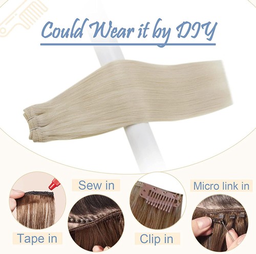 Extensiones de cabello 100 % cabello humano real para coser tramas paquetes de doble trama 16-30 pulgadas - Imagen 10 de 117