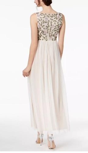 Adrianna Papell Floral Sequin Maxi Gown Sz 6 PETITE Formal Fairy Whimsical Dress - Picture 3 of 18