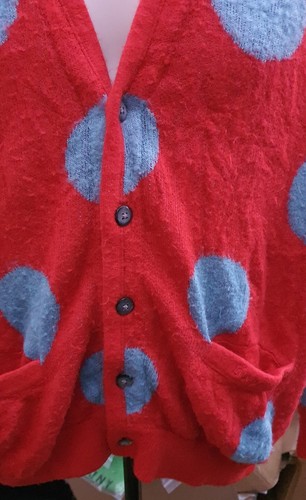 SS20 Supreme Brushed Polka Dot Cardigan size S small red sweater acrylic Jumper - Picture 7 of 11