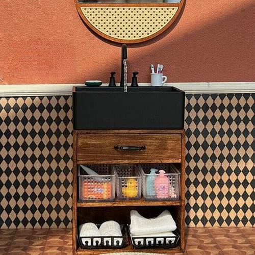 1:6 Puppenhaus Miniatur Eckig Waschbecken Wasserhahn Waschbecken Bad Bausatz Möbel - Bild 8 von 29