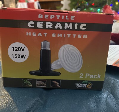 LUCKY HERP 150W Ceramic Heat Emitter, Reptile Heat Bulbs, 2 Pack