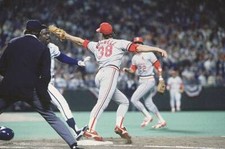 World Series Kansas City Royals Jorge Orta in action running bases- Old Photo