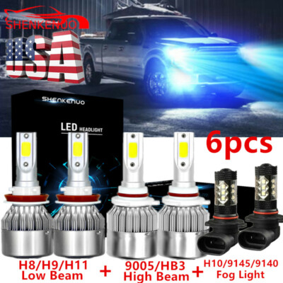 For Chevy Silverado 1500 2500 2007-2015 - Front LED Headlights +Fog Bulbs Kit 553547994092