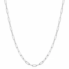 3MM Solid 925 Sterling Silver Italian Paperclip Rolo Chain Necklace Italy 7"-30"
