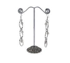 New 925 Sterling Silver Long Hook Dangle Earrings With Circle And Ball