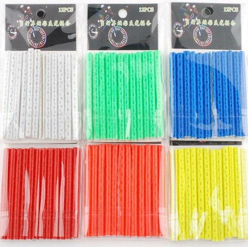 (12) RIFLETTORI RAGGI Bici Bicicletta Ruota Cerchio Tubo Glow Neon PER CICLISMO - Foto 5 di 46