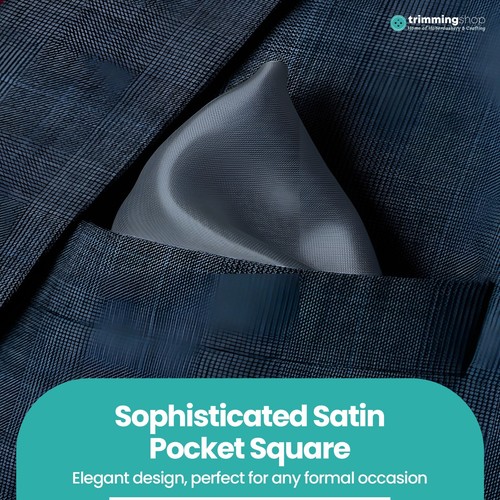 Satin Plain Pocket Square Men Handkerchief Hanky Silky Polyester Fabric Wedding - Picture 113 of 325
