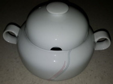 NEU ♥ ARZBERG 5500 BRASILIA Linie grau rot Terrine Schüssel + Deckel Etikett 1/2