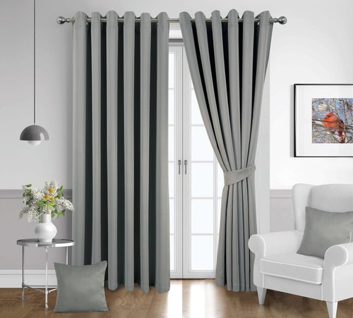 THERMAL BLACKOUT CURTAINS READY MADE EYELET RING TOP ENERGY SAVE+ FREE TIE BACKS - Picture 72 of 78