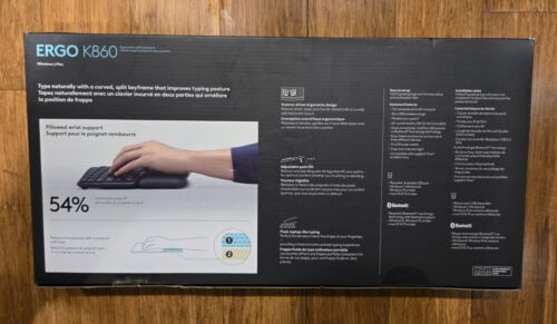 Logitech ERGO K860 Wireless Ergonomic Split Keyboard - Black - NIB - Picture 2 of 2