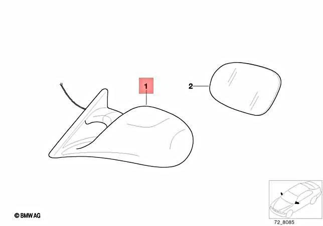 Genuine BMW E31 840Ci 840i Electric Exterior Heatable Mirror Right  