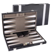 Classic Large Folding PU Leather Backgammon Board Game Set w/UREA Game Pieces