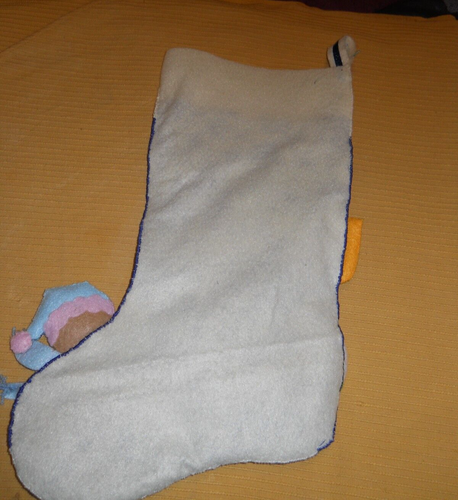 Bacilla Christmas Stocking "Snowman " -- Handmade Felt Applique -- Finished - Picture 5 of 5