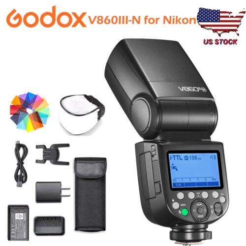 Lampa błyskowa Godox V860III-N do aparatu Nikon Lampa błyskowa LED Modelowanie Światło 2600mAh Bateria - Zdjęcie 1 z 12