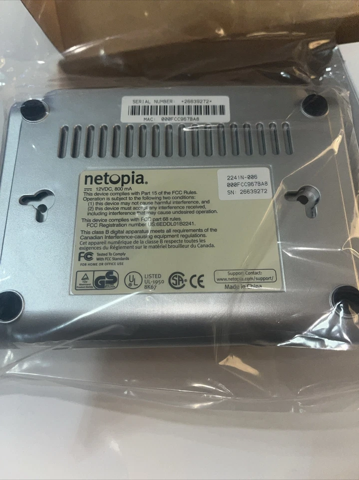 Netopia 2241N-006 ADSL 2/2+Gateway - Single-Port Eth/USB Modem NIB - Image 2 of 4
