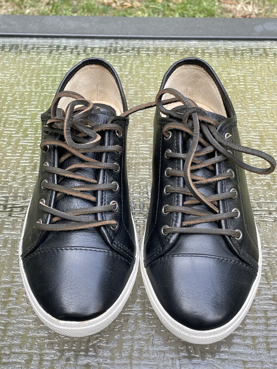 FRYE Mindy Low Top Black Leather Sneakers Womens Size M Lace