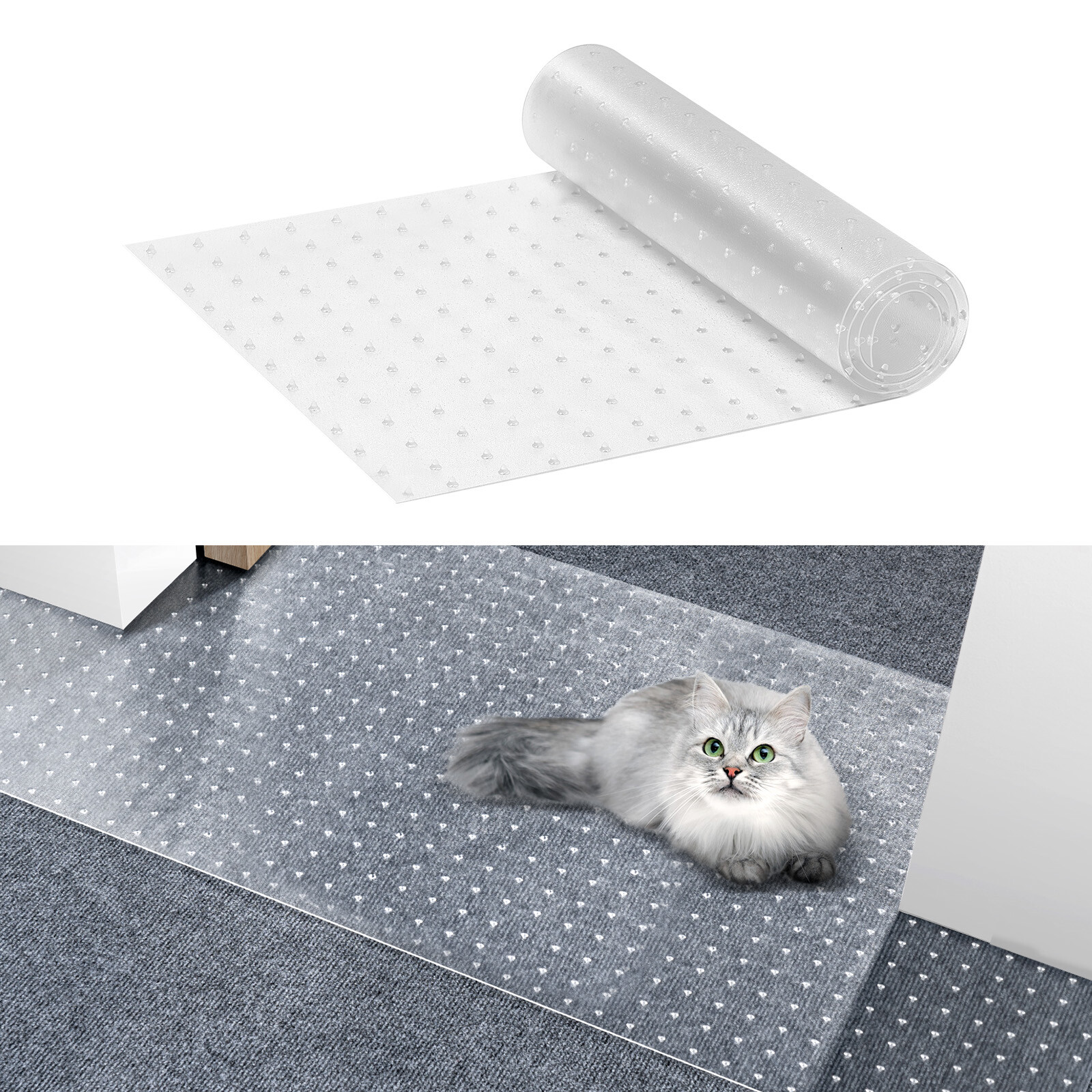 Tapis protecteur anti-rayures chat en PVC épais transparent 38cm x 1,1m antidérapant