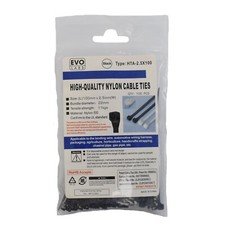 Image of Evo Labs 100 Pack 10cm 100mm Black Nylon Cable Ties 100 x 2.5mm