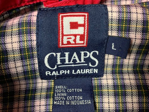 Vtg Chaps Ralph Lauren Mens Harrington Bomber Jacket Large Red Full Zip D5 - Picture 3 of 12