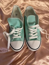 ZGR Women’s Canvas Low Top Sneaker Lace-up Classic Casual Shoes Mint Green
