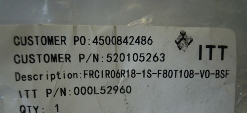 ITT VEAM FRCIR06R18-1S-F80-T108-VO-BSF CIRCULAR CONNECTOR CANNON 10-pin *NEW - Picture 3 of 3